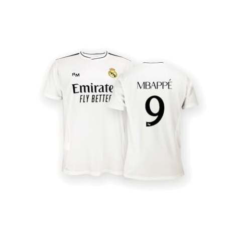 Real Madrid Home Trikot Saison 24/25, Mbappé, 12 Years, Replik Shirt Mit Offizieller Lizenz