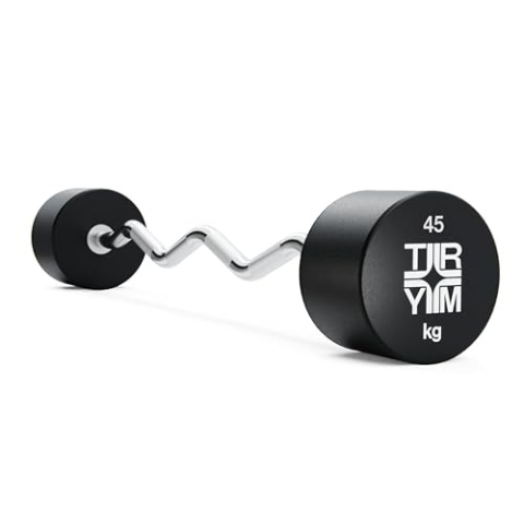 Trym SZ Stange mit Gewichten - Einzeln, 10kg bis 50kg, Gummiert, Kompakt, Grifflänge 89cm, Gerändelt, Rutschfest, Massiver Stahlkern - Curlstange, Langhantel, Kompakthantel, Langhantelstange, Gewichte