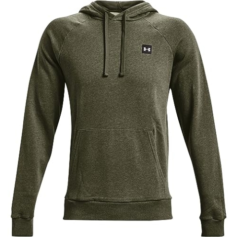 Under Armour Herren Rival Fleece Hoodie Kapuzen Sweatshirt, Marine Od Green Light Heather (390)/Onyx White, XL EU