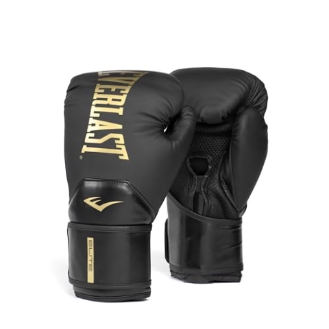 Everlast Elite 2 14oz Boxhandschuhe Gold/Schwarz, für Sandsack, Pratzen & Sparring, Klettverschluss, ergonomischer Griffsteg, Split-Schaum – Original Everlast