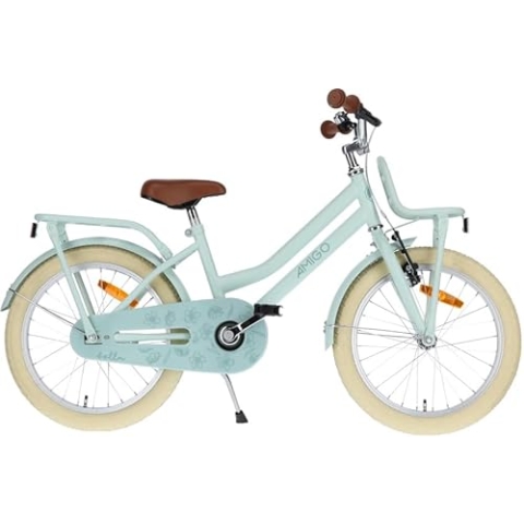 AMIGO Bella - Kinderfahrrad - 18 Zoll - mit Handbremse, Rücktritt, Lenkerpolster und Kickstand - ab 6-7 Jahre - Grun