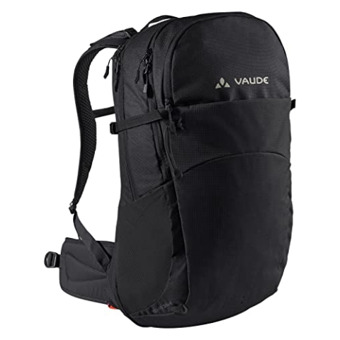 VAUDE Wanderrucksack Wizard Schwarz 24+4, wasserabweisender Rucksack Damen & Herren, komfortabler Trekkingrucksack mit durchdachtem Tragesystem & praktischer Fächeraufteilung