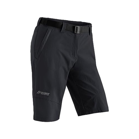Maier Sports Lawa, Kurze Damen Wanderhose, Wasserabweisende Bermuda für Trekking und Hiking, PFC-frei, mSTRETCH pro 4 & Dryprotec, Schwarz, 38 (W30/L31)