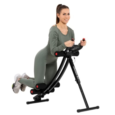 Hop-Sport Rückentrainer & Bauchtrainer Klappbar, 4-stufige Höhenverstellung, Boarddisplay, Fitnessgeräte für Zuhause, Trainingsgerät für Bauch Beine Po, 110 kg Max. Belastbarkeit