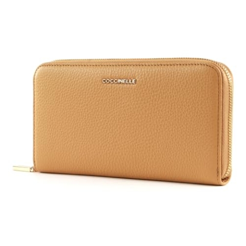 Coccinelle Metallic Soft Zip Around Wallet Warm Beige