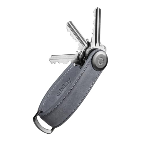 orbitkey - Crazy Horse Leather Key Organizer Steel Grey, graublau, one size