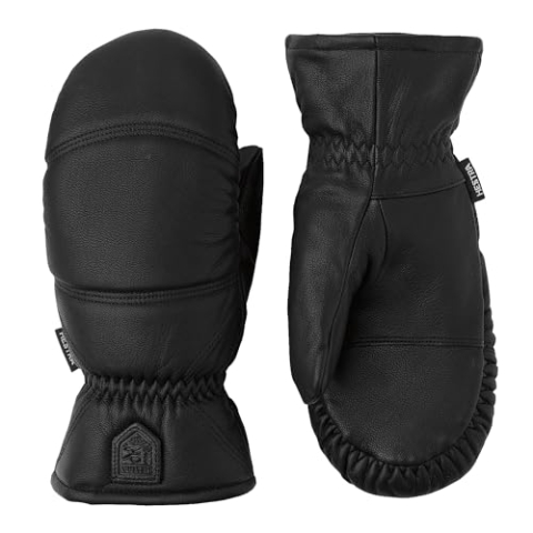 Hestra Uni Leder Box Mitt, Leder Winter Skifäustlinge für alpines Skifahren & kaltes Winterwetter, Schwarz, 8