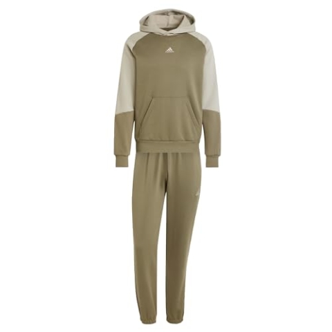 adidas Herren SPORTSWEAR 300G FLEECE COLORBLOCK TRACKSUIT, Olive Strata S23 / Silver Pebble S23, XL