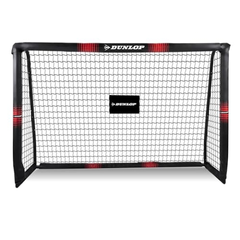 Dunlop Fußballtor - Fussballtor 180 x 120 x 60 cm - Fußball Tor - Fussballtore für Garten Kinder und Erwachsene - Fussball Trainingszubehör für Innen und Außen - Metall - Schwarz/Rot