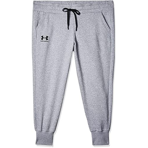 Under Armour Damen Rival Fleece Joggers Hose, Steel Medium Heather / Black Black, XS