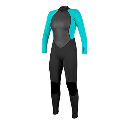 O'Neill Wetsuits Damen Reactor II 3/2mm Back Zip Full Wetsuit Neoprenanzug, Black/Light AQU,34 EU (US 4)