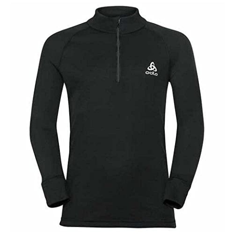 Odlo Kinder Funktionsunterwäsche Langarm Shirt mit Reißverschluss ACTIVE WARM ECO, black, 128
