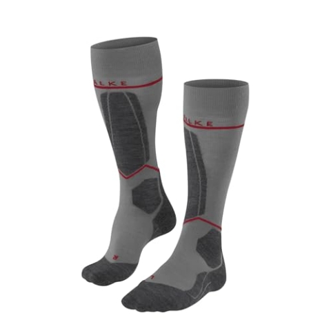 FALKE Herren Skisocken SK4 Energizing Light M Kh Wolle Funktionsmaterial mit Kompression 1 Paar, Grau Light Grey 3400, 44-45