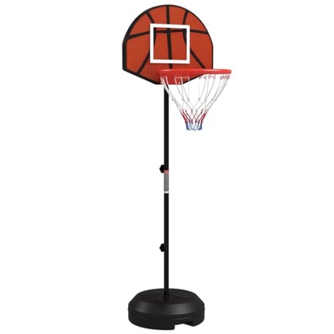 SPORTNOW Basketballkorb mit Ständer Höhenverstellbar Basketballständer, Magnet-Dartscheibe 129-179 cm Basketball-Backboard-Ständer, Basketballanlage für Erwachsene, Stahl