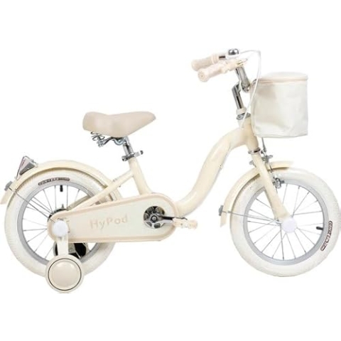 YAR Biky – Kinderfahrrad mit Stützrädern, Handbremse, Tiefer Einstieg, Lenkerkorb – Sicherheit & Stil für Mädchen – Robustes Stahlrahmen Fahrrad für Kinder (beige, 16 Zoll)