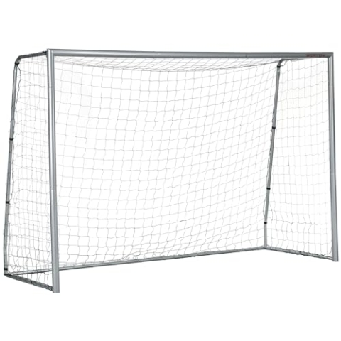 SPORTNOW Fußballtor mit PE-Netzgewebe, Fußball-Tor für Kinder und Erwachsene, 300 x 120 x 200 cm, Stahl, PE, für Garten, Fußballtraining, Grau