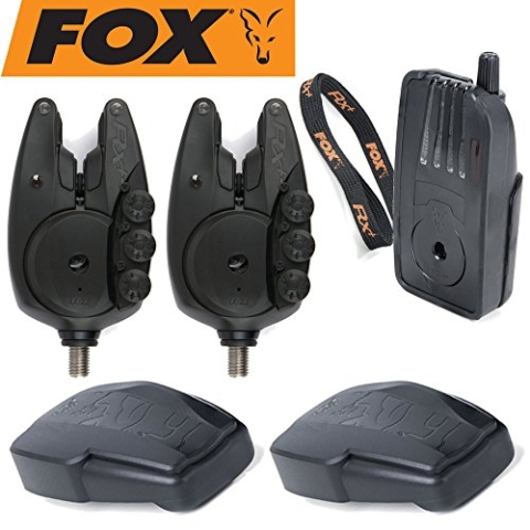 Fox Micron RX+ 2 Rod Set - 2 Bissanzeiger + 1 Receiver zum Karpfenangeln, Karpfenbissanzeiger für Karpfen, Funkbissanzeiger