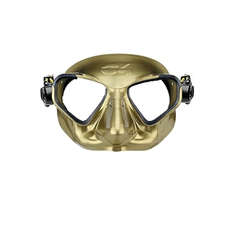 C4 Umberto Pelizzari – Linie Flare Freediving Glam – Flossen – Masken – Schnorchel Sideral und Aurea Apnoe Unterwasserfischen (Maske, Goldenes Aurea, Einheitsgröße)
