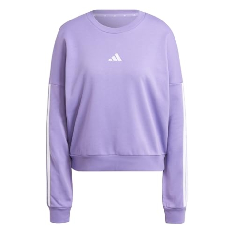 adidas Damen Essentials 3-Stripes French Terry Sweatshirt, Violet Fusion/White, M