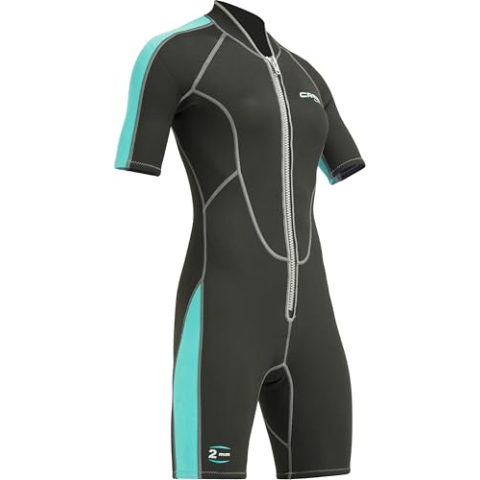 Cressi Lido Lady Shorty Wetsuit 2mm - Damen Neoprenanzug Shorty Neopren 2mm für alle Wassersportarten, Gr. M, Schwarz/Aquamarin