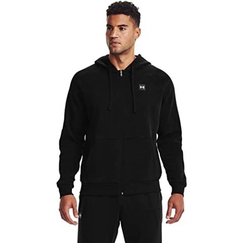 Under Armour Herren Hoodie sportliche Kapuzenjacke mit loser Passform bequeme und warme Fleecejacke f r M nner, M EU Rival Fleece Fz Hoodie Schwarz (001)/Onyx Weiß