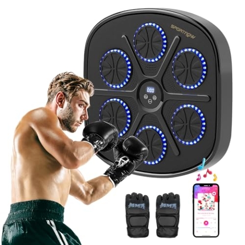 SPORTNOW Music Boxing Machine, elektronische Bluetooth Boxmaschine mit LED-Leuchten, Musik, Wandmontage Boxziel für Erwachsene, Heimübungen, Schwarz