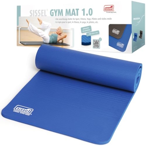 SISSEL® Gymnastikmatte 1cm | Hautfreundlich & Rutschfest | Optimale Dämpfung | Leicht Einrollbar | Für Fitness & Yoga | Maße: 180x60cm