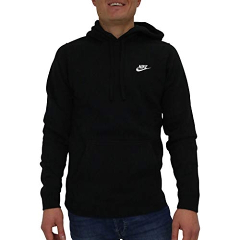 Nike Herren M Nsw Hoodie Po Flc Club Kapuzenpullover, Schwarz (Black/Black/White), L