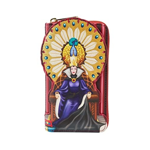 Loungefly Zip Around Purse Snow Weiß Evil Queen Throne Nue offiziell Rot One Size