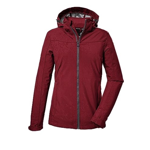 killtec Damen Softshelljacke/Outdoorjacke mit abzippbarer Kapuze KOS 40 WMN SFTSHLL JCKT, rot, 42, 41280-000