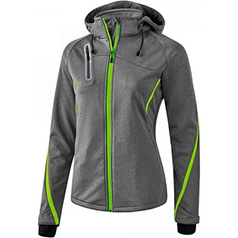 Erima Damen softshelljakke Function, Grau Melange/Green Gecko, 46 EU