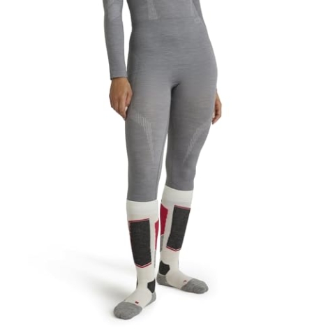 FALKE Damen Baselayer-Hose Wool-Tech 3/4 W Ti Wolle Funktionsmaterial schnelltrocknend 1 Stück, Grau Grey-Heather 3757, S