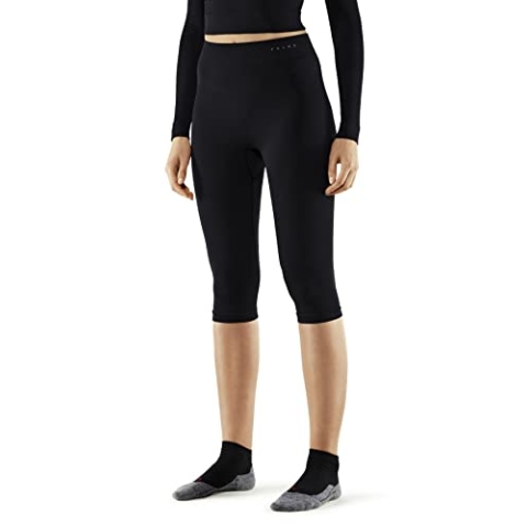 FALKE Damen Baselayer-Hose Maximum Warm 3/4 W Ti Funktionsmaterial schnelltrocknend 1 Stück, Schwarz Black 3000, S