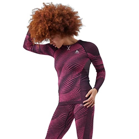 Odlo Damen BLACKCOMB ECO Funktionsunterwäsche Langarm Shirt, Festival Fuchsia - Space dye, XL