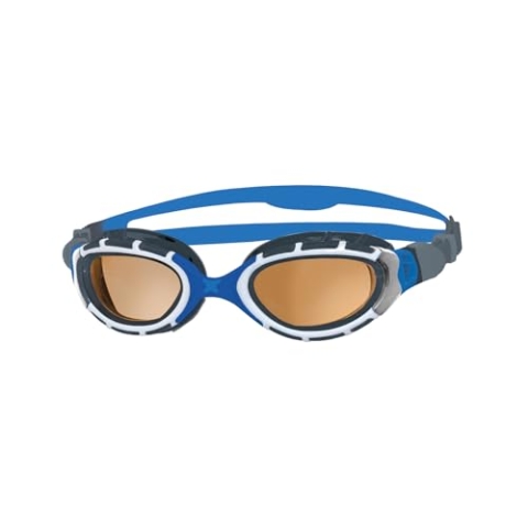 Zoggs Predator Flex Ultra-Regular Fit Schwimmbrille für Erwachsene, Blue/Grey/Polarized Copper, Einheitsgröße
