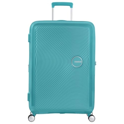 American Tourister Soundbox - Hartschalenkoffer 77 cm Groß - Trolley Koffer mit 4 Rollen, TSA-Schloss, Erweiterbar & Leicht - 97/110 L - Türkis (Turquoise Tonic)