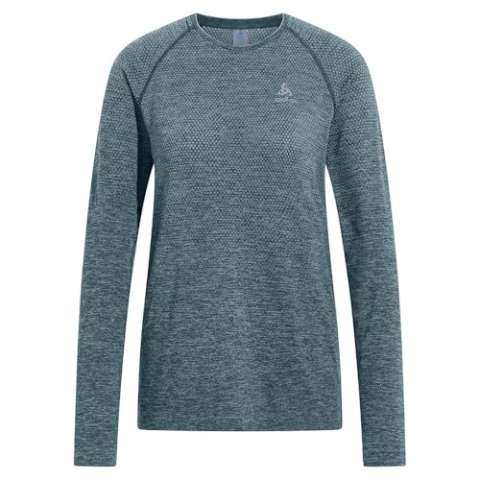 Odlo Damen Laufshirt Langarm Essential Seamless Sport Oberteil Fitness Shirt, Provincial Blue Melange, S EU