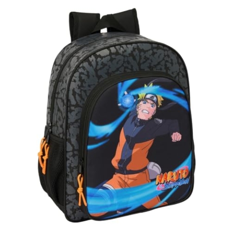 safta Naruto Schulrucksack für Kinder, anpassbar an Kinderwagen, ideal für Kinder im Schulalter, bequem und vielseitig, Qualität und Widerstandsfähigkeit, 32 x 12 x 38 cm, Schwarz, M, Casual