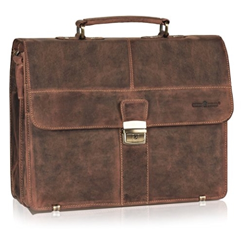 Greenburry Vintage Aktentasche Leder 38 cm mit 2 Hauptfächern