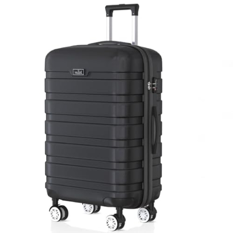Voyagoux Koffer handgepäck - 39L, Hartschalenkoffer klein, TSA-Schloss, Reisekoffer mit Rollen, 4X 360° Rollen, Robust und Leichtgewicht Suitcase, 57x37x21cm, Schwarz