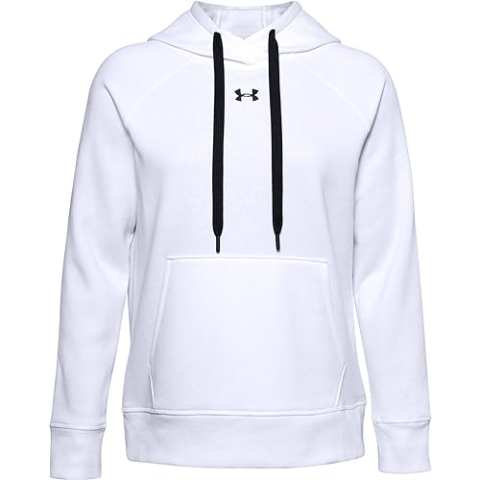 Under Armour Damen Rival Hb Hoodie Fleece Tops, Blanc/Noir/Noir, M EU