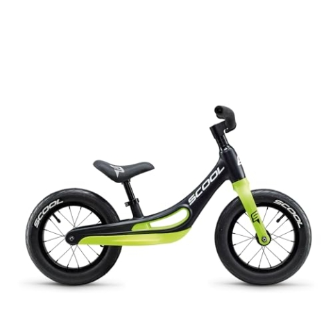 S'COOL pedeX Magnesium Laufrad ab 2 Jahre mit Bremse - 12 Zoll - mit Magnesiumrahmen - leicht und höhenverstellbar für optimale Balance - in Schwarz/Gelb