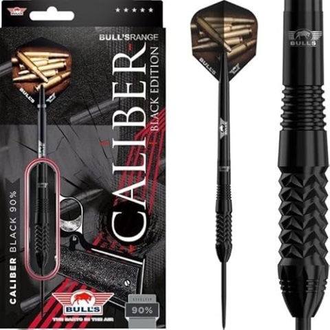 BULL'S Caliber Black 90% Tungsten Steeldart - 24g | Präzise bombenförmige Barrels für Frontgripper