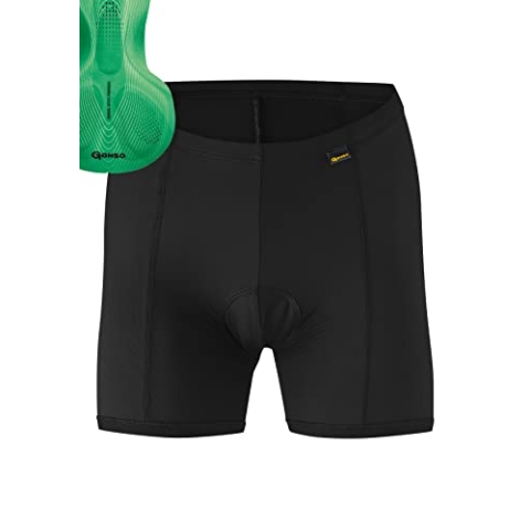 Gonso Sitivo U W, Damen Fahrradunterhose, Passt unter alle Rad-Shorts, Tights mit Sitivo Green Sitzpolster mit Poron-Elementen, Enganliegende Passform, Schwarz/Grün, Gr. 48