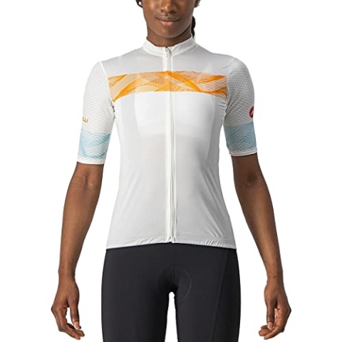 CASTELLI Damen Fenice Jersey Sweatshirt, Elfenbein-/Pop-orange-sky-licht, L EU
