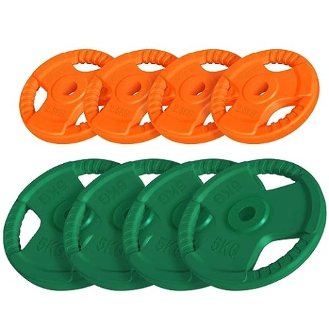 GORILLA SPORTS® Hantelscheiben - 1,25kg, 2,5kg, 5kg, 10kg, 15kg, 20kg, 25kg, 30kg Gewichte, Einzeln/Set, 30mm, aus Gusseisen mit Gummi Gripper, Farbwahl - Gewichtsscheiben