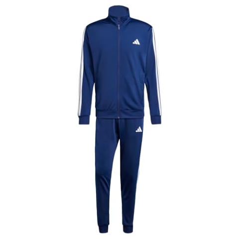 adidas Herren SPORTSWEAR BASIC 3 STRIPES TRICOT TRACKSUIT, Dark Blue, XL Tall