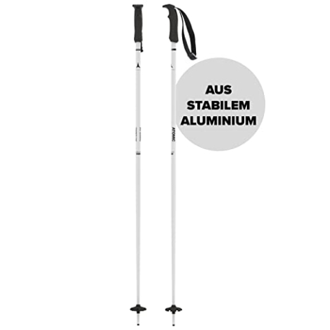 ATOMIC CLOUD Skistöcke - Weiß - Länge 125 cm - Hochwertiger Aluminium-Skistock - Ergonomischer Griff für mehr Grip - Stock mit 60 mm Pistenteller - Einsteiger-Stöcke