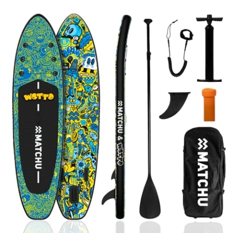 MATCHU - Aufblasbares Sup Board - Paddelbrett - Limited Edition - Zertifikat - Komplettset - 320x81x15 cm - 150 KG belastbar - Art Collection (Wotto Collection)