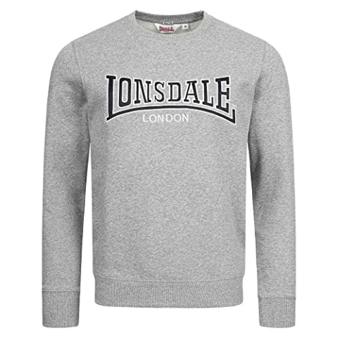 Lonsdale Herren Rundhals Sweatshirt schmale Passform Berger LP181 Marl Grey XL